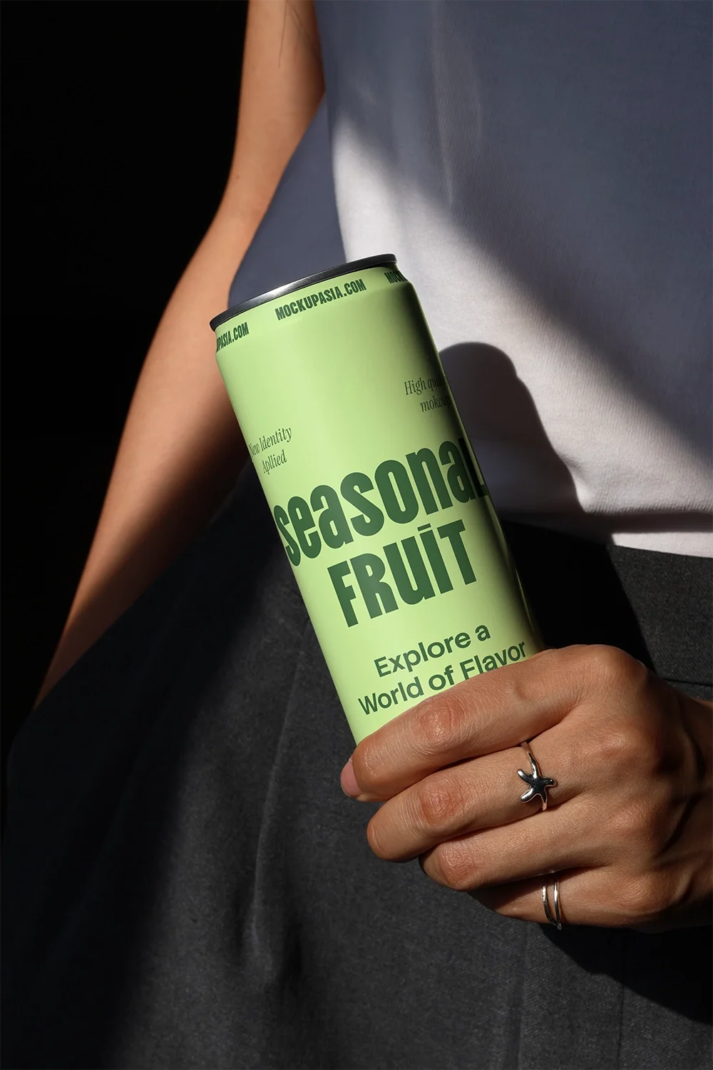 Slim Can Mockup CF01 – In Hand, Window Light