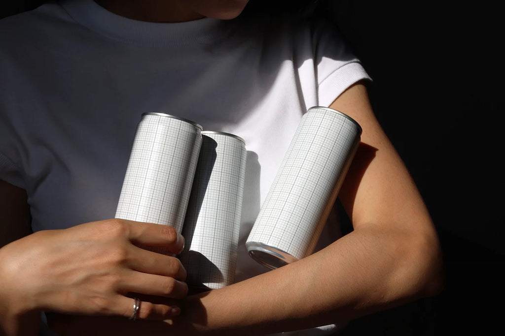 Slim Can Mockup CF05 – 3 Cans, Window Light