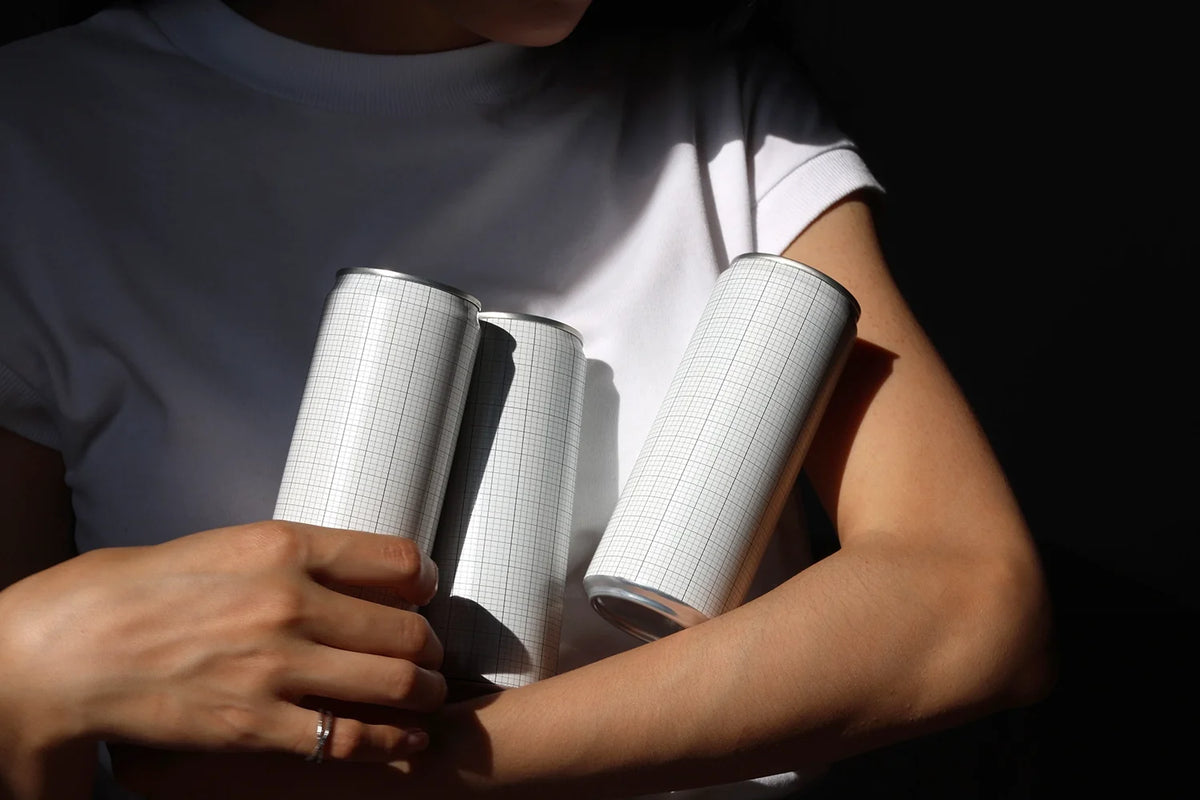Slim Can Mockup CF05 – 3 Cans, Window Light