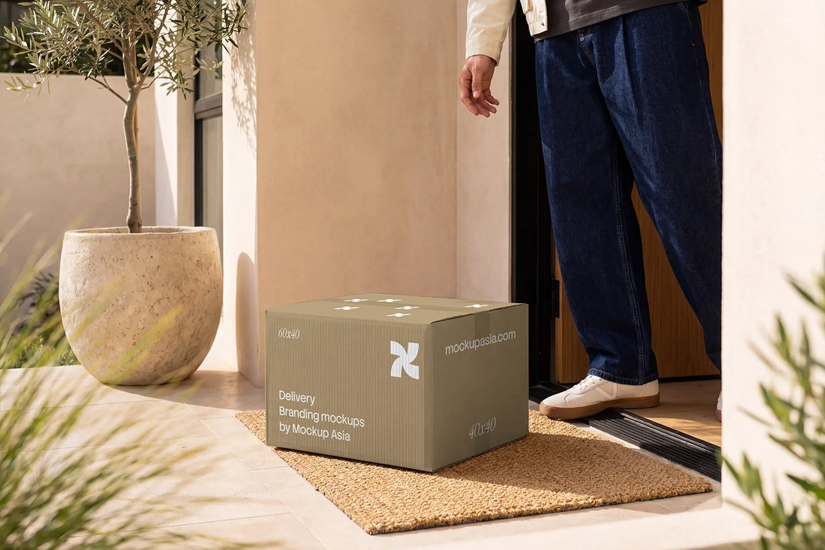 Cardboard Box Packaging Mockup
