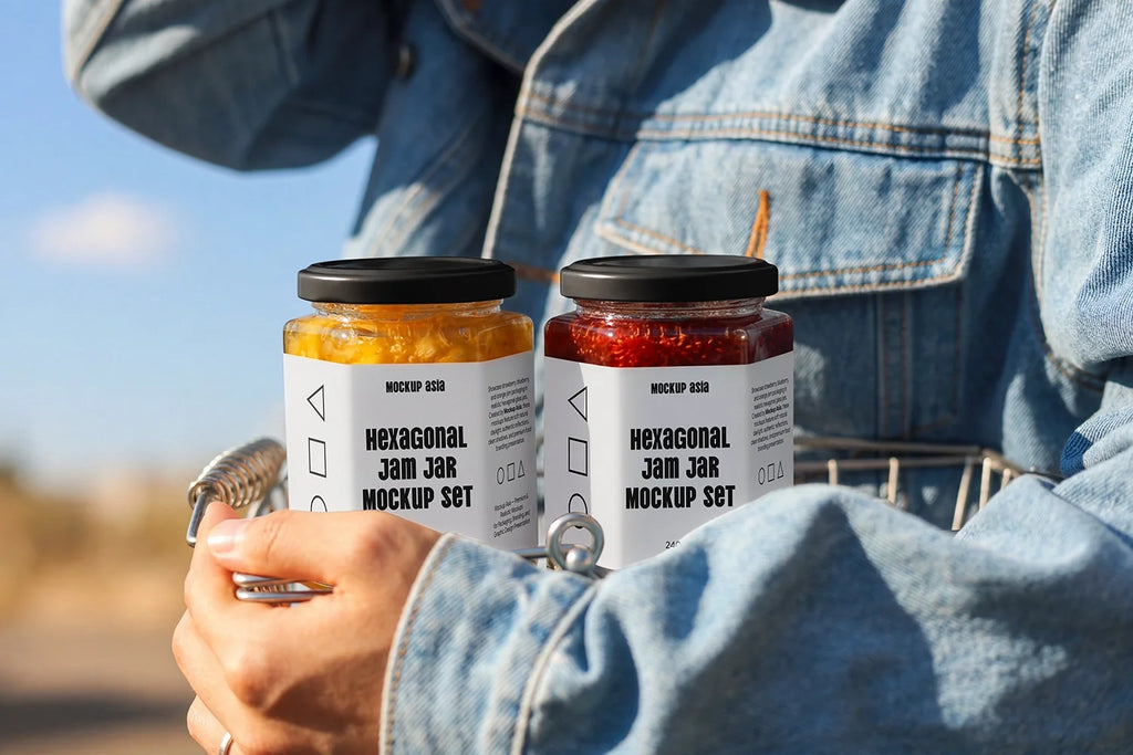 Hexagon Jam Jar Mockup