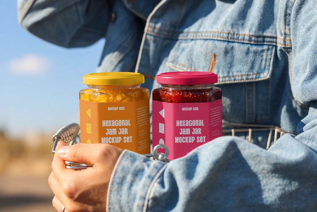 Hexagon Jam Jar Mockup