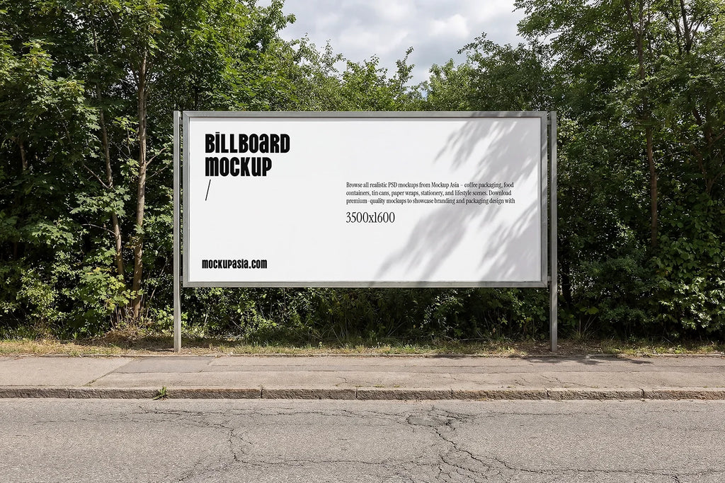 Horizontal Roadside Billboard Mockup -