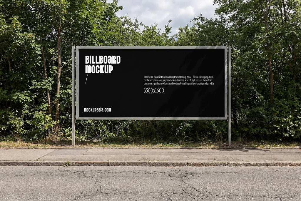 Horizontal Roadside Billboard Mockup -