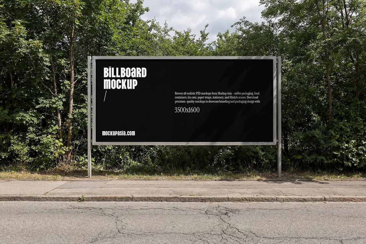 Horizontal Roadside Billboard Mockup -