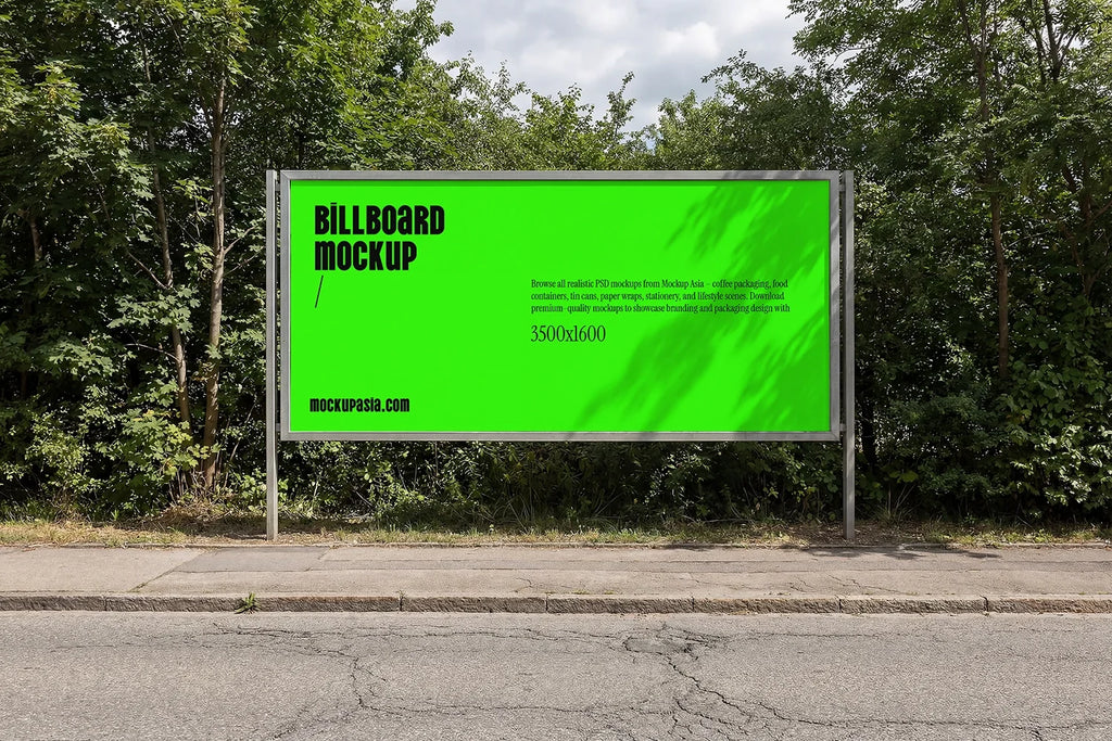Horizontal Roadside Billboard Mockup -