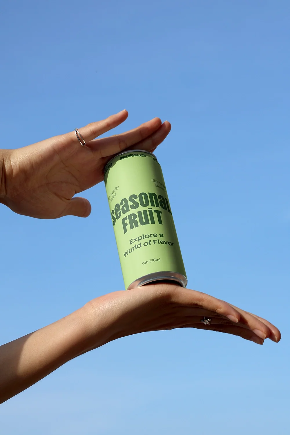 Slim Can Mockup CF30 – Floating Between Hands