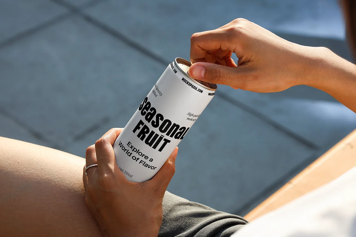 Slim Can Mockup CF37 – Before Opening, Seated