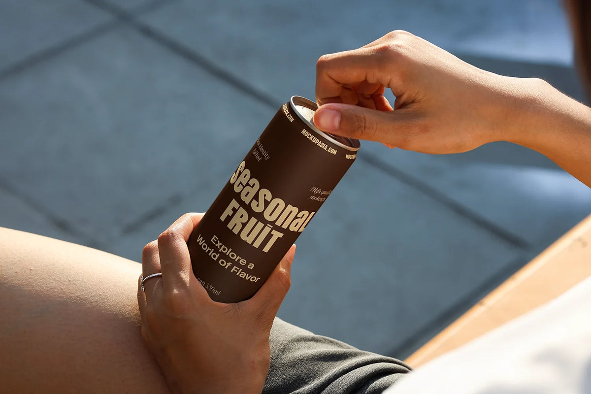 Slim Can Mockup CF37 – Before Opening, Seated