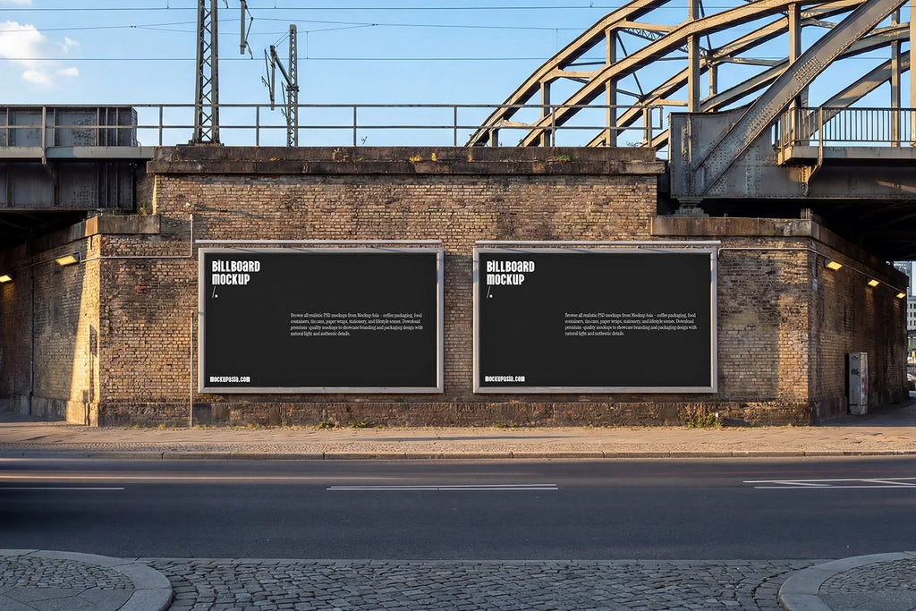 Urban Railway Bridge Billboard Mockup –