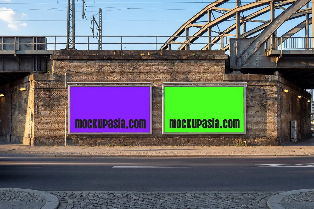 Urban Railway Bridge Billboard Mockup –