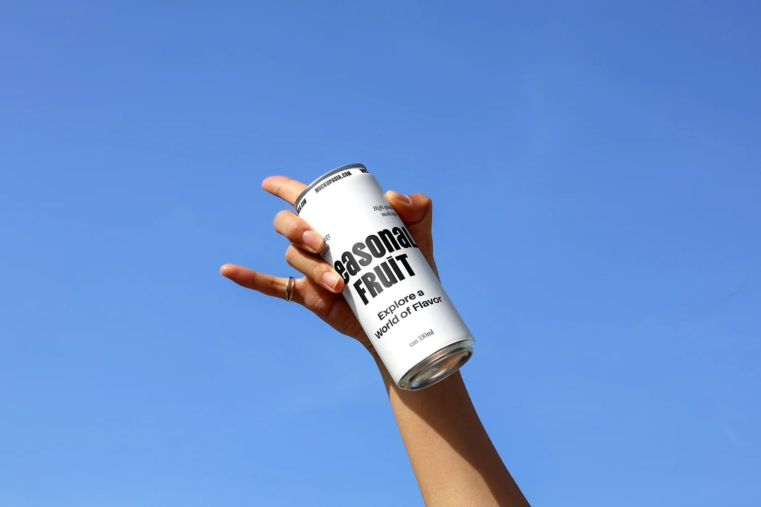 Slim Can Mockup CF11 – Tilted Angle, Sky