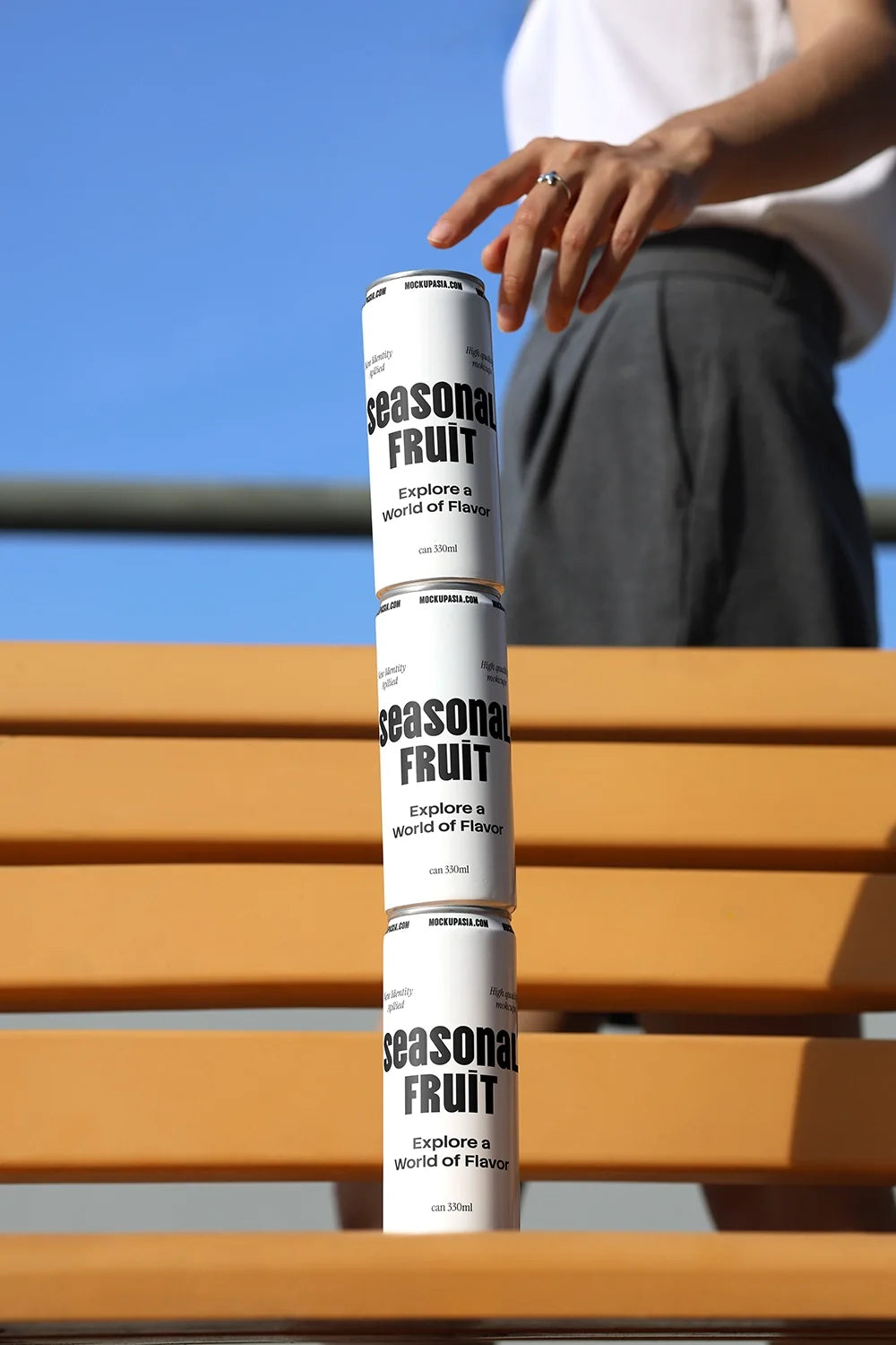 Slim Can Mockup CF20 – 3 Cans Stacked