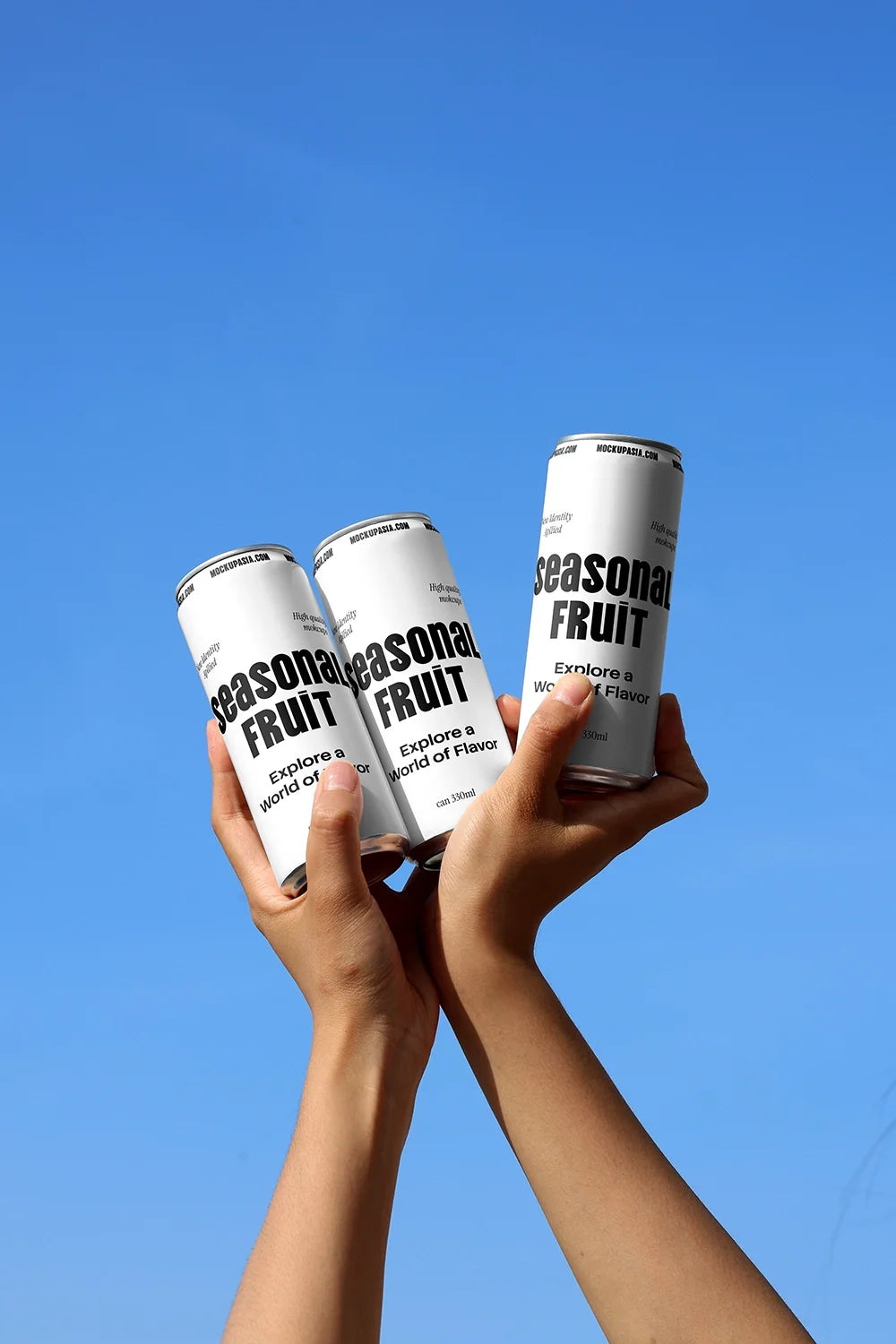 Slim Can Mockup CF15 – Lifted Overhead, Sky