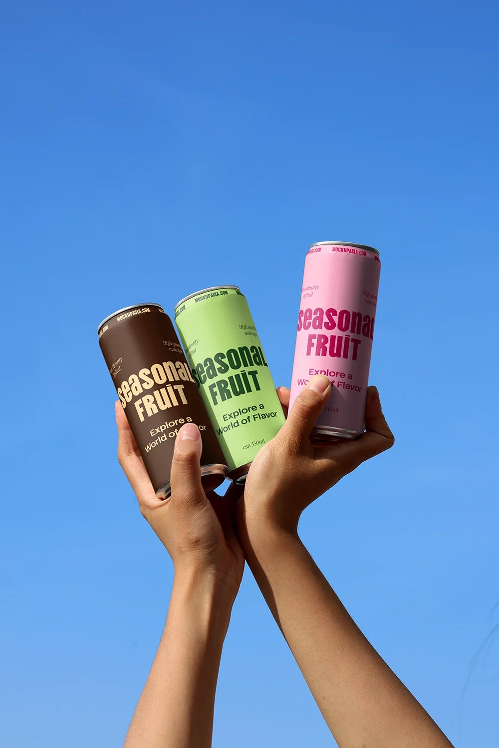 Slim Can Mockup CF15 – Lifted Overhead, Sky