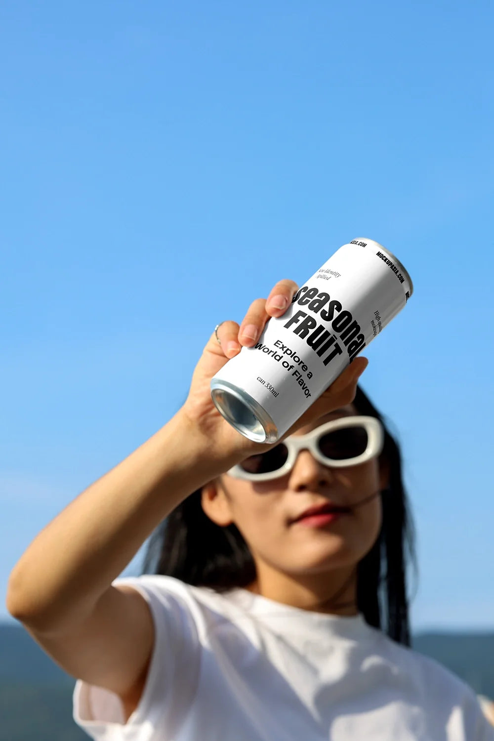 Slim Can Mockup CF16 – Low Angle Hero Shot