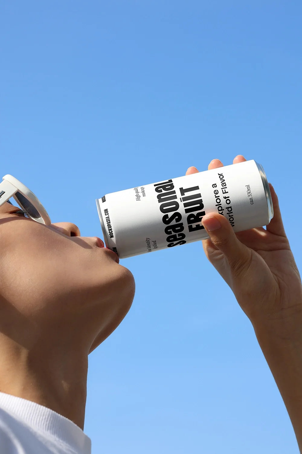 Slim Can Mockup CF18 – Drinking, Low Angle