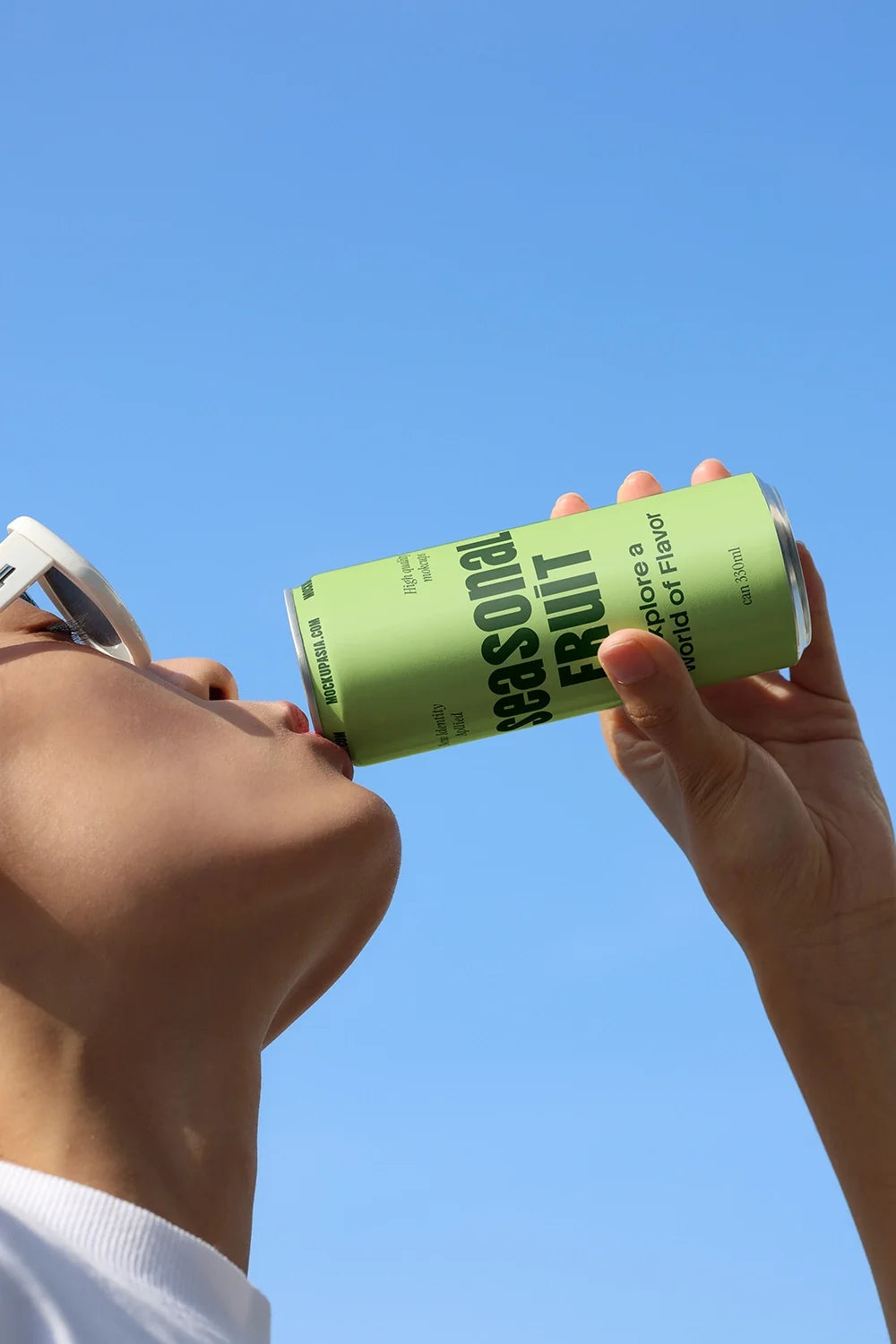 Slim Can Mockup CF18 – Drinking, Low Angle